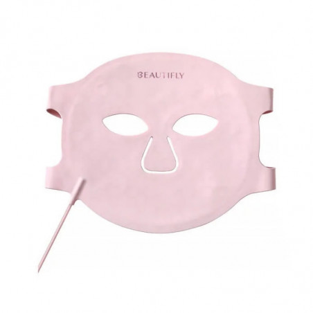 Mască de față pentru fototerapie Beautifly Aura Glam, 220 lumini LED, regenerare de colagen și efect anti-îmbătrânire, 3 intensități, răcire, USB-C, roz
