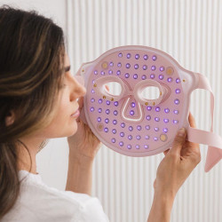 Mască de față pentru fototerapie Beautifly Aura Glam, 220 lumini LED, regenerare de colagen și efect anti-îmbătrânire, 3 intensități, răcire, USB-C, roz