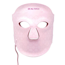 Mască de față pentru fototerapie Beautifly Aura Glam, 220 lumini LED, regenerare de colagen și efect anti-îmbătrânire, 3 intensități, răcire, USB-C, roz