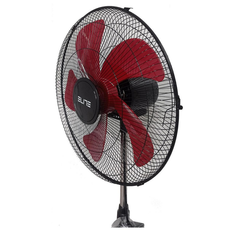 Ventilator cu picior Elite EFS-1304, 100W, 45 cm, 3 viteze, 5 pale, Baza rotunda, Negru/Rosu