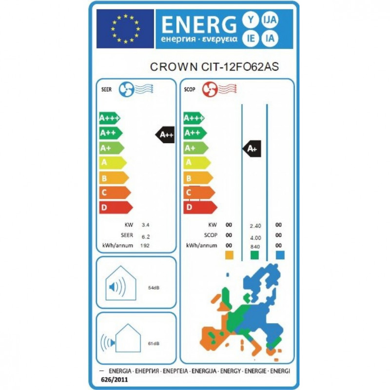 Aparat de aer conditionat inverter Crown CIT-18FO62AS, 18000 BTU, A++, Filtru de carbon si argint, Auto-curatare, Auto-dezghetare, Alb