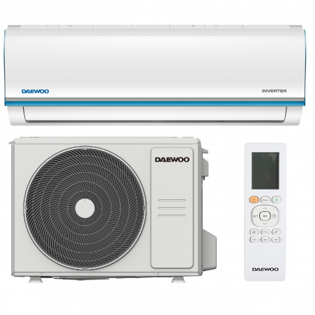 Aparat de aer conditionat inverter Daewoo SAF24M1WR30, 24000 BTU, A++, 60 m², 7 moduri, Wi-Fi, Dezghetare automata, Autocuratare, Timer, Jet Cool/Heat, Alb