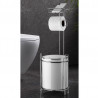 Suport pentru toaletă cu coș Metalife AK-755B, Pentru coș, hârtie și telefon, Inox/cromo