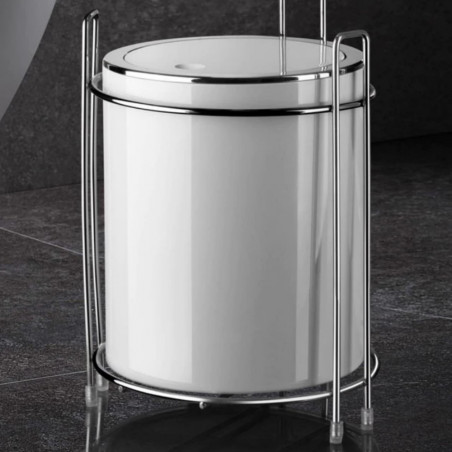 Suport pentru toaletă cu coș Metalife AK-755B, Pentru coș, hârtie și telefon, Inox/cromo