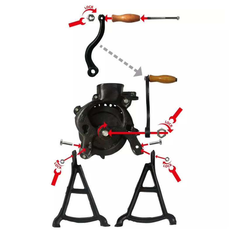 Curatator de porumb din fonta Kinghoff KH 1841, 60 kg/h, Deschidere reglabila, Negru