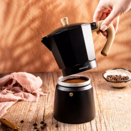 Cafetiera moka Kinghoff KH 1887, 9 cesti, 450 ml, Aluminiu, Inductie, Negru