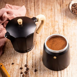 Cafetiera moka Kinghoff KH 1887, 9 cesti, 450 ml, Aluminiu, Inductie, Negru