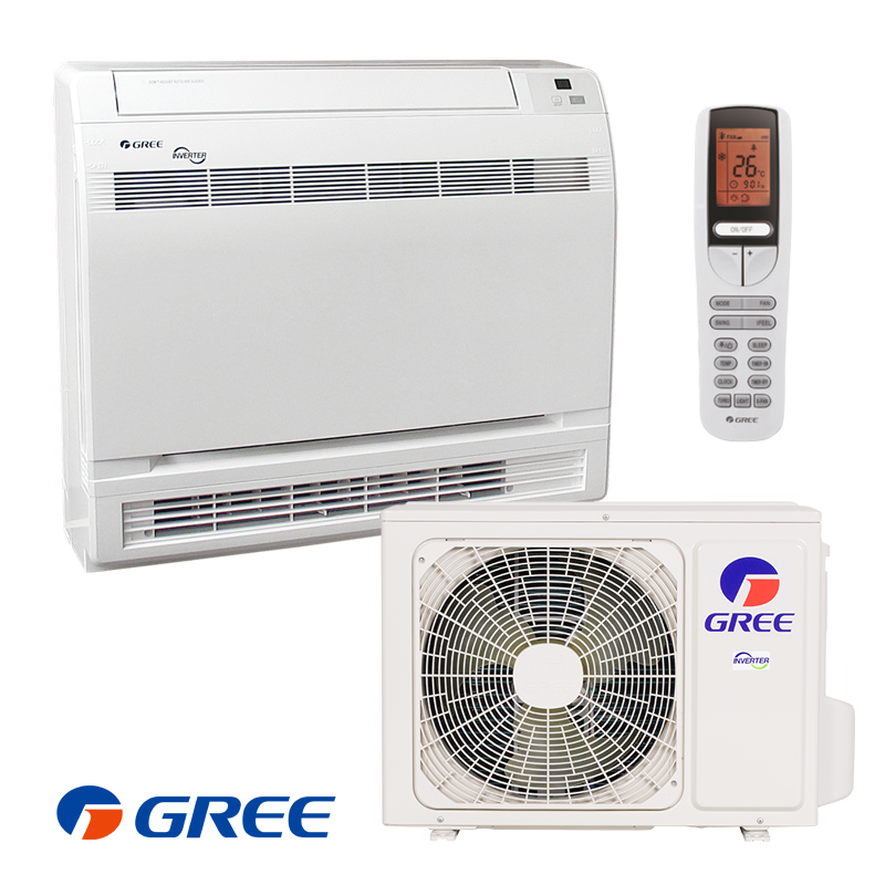 Aparat de aer conditionat inverter pentru podea Gree GEH09AA-K6DNA1F, 9000 BTU, 17 m²,  A++/A+, Wi-Fi, R-32, Alb