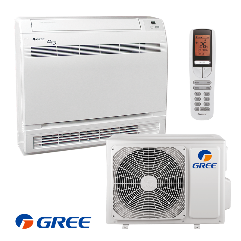 Aparat de aer conditionat inverter pentru podea Gree GEH18AAXF-K6DNA1A, 18000 BTU, 34 m², A+/A, Wi-Fi, R-32, Alb