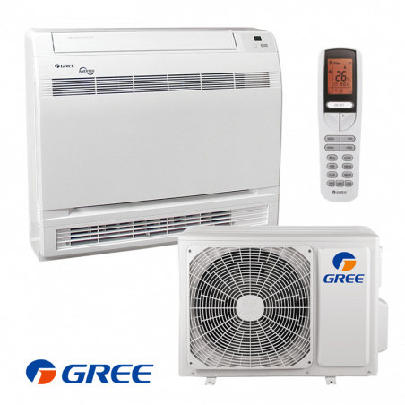 Aparat de aer conditionat inverter pentru podea Gree GEH18AAXF-K6DNA1A, 18000 BTU, 34 m², A+/A, Wi-Fi, R-32, Alb