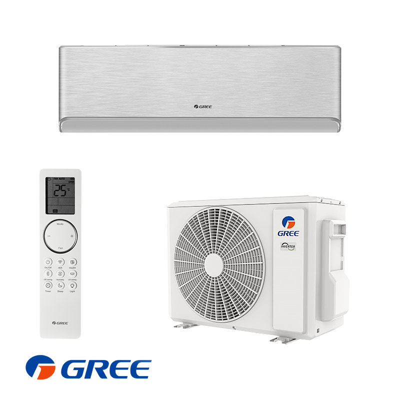 Aparat de aer conditionat inverter Gree Airy GWH09AVCXB-K6DNA1B, 9000 BTU, 19 m², A+++, A++, Wi-Fi, R-32, Argintiu