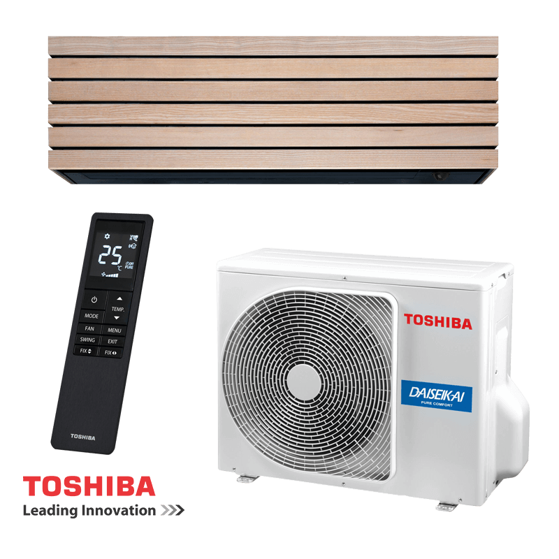 Aparat de aer conditionat inverter Toshiba Super Daiseikai 10 WOOD RAS-B10S4KVDG-E / RAS-10S4AVPG-E, 10 000BTU, 20 m², A+++/A+++, Maro