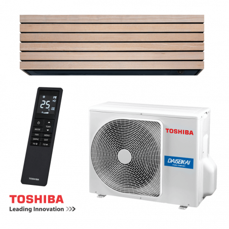 Aparat de aer conditionat Toshiba Super Daiseikai 10 WOOD RAS-B18S4KVDG-E / RAS-18S4AVPG-E, 18 000BTU, 40 m², A+++ / A++, R-32, Alb