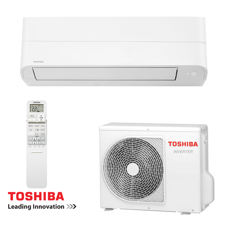 Aer condiționat cu invertor Toshiba Essento RAS-B10B2KV2G-E + RAS-10B2AVG-E2, 10000 BTU, 21 m2, A++, R-32, alb