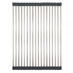 Uscator pentru vase pliabil Kinghoff KH 1903, 45x32 cm, Rezistent la coroziune, Margini din silicon, Antiderapant, Pliabil, Inox/gri