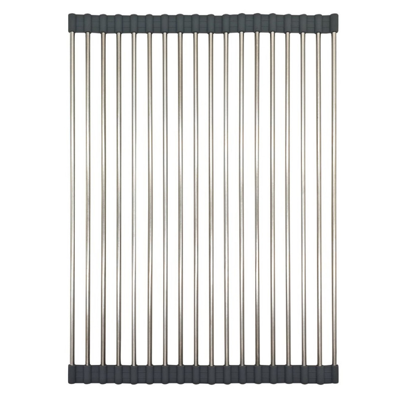 Uscator pentru vase pliabil Kinghoff KH 1903, 45x32 cm, Rezistent la coroziune, Margini din silicon, Antiderapant, Pliabil, Inox/gri