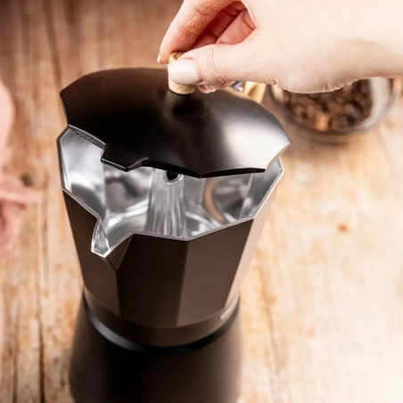 Cafetiera moka Kinghoff KH 1888, 12 cesti, 600 ml, Aluminiu, Inductie, Negru