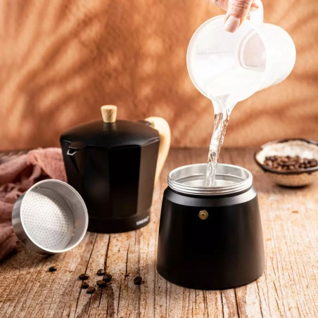 Cafetiera moka Kinghoff KH 1888, 12 cesti, 600 ml, Aluminiu, Inductie, Negru