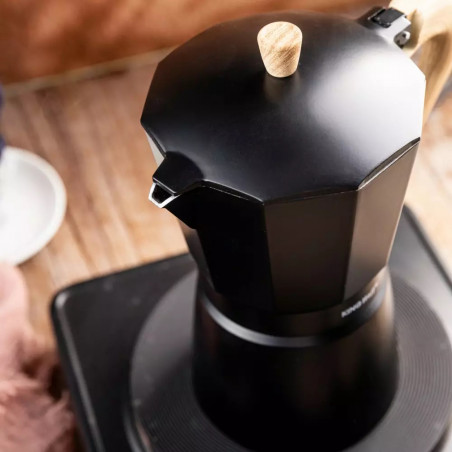 Cafetiera moka Kinghoff KH 1888, 12 cesti, 600 ml, Aluminiu, Inductie, Negru