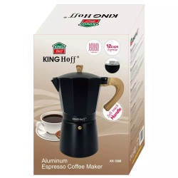 Cafetiera moka Kinghoff KH 1888, 12 cesti, 600 ml, Aluminiu, Inductie, Negru