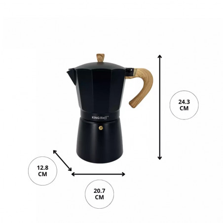 Cafetiera moka Kinghoff KH 1888, 12 cesti, 600 ml, Aluminiu, Inductie, Negru