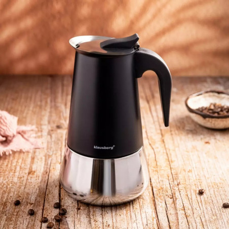 Cafetieră moca Klausberg KB 7847, 12 cesti, 600 ml, Otel inoxidabil, Inductie, Negru/Inox