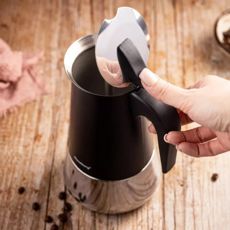 Cafetieră moca Klausberg KB 7847, 12 cesti, 600 ml, Otel inoxidabil, Inductie, Negru/Inox