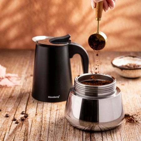 Cafetieră moca Klausberg KB 7847, 12 cesti, 600 ml, Otel inoxidabil, Inductie, Negru/Inox