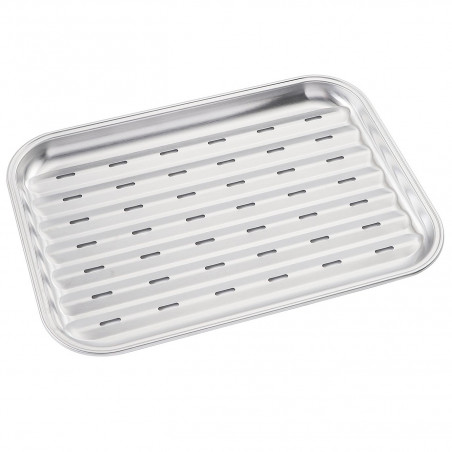 Tava pentru gratar Kinghoff KH 1916, 34.2x24.5 cm, Otel inoxidabil, Perforata, Inox