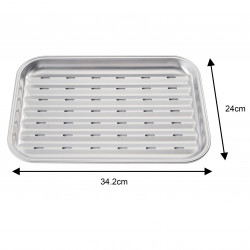Tava pentru gratar Kinghoff KH 1916, 34.2x24.5 cm, Otel inoxidabil, Perforata, Inox
