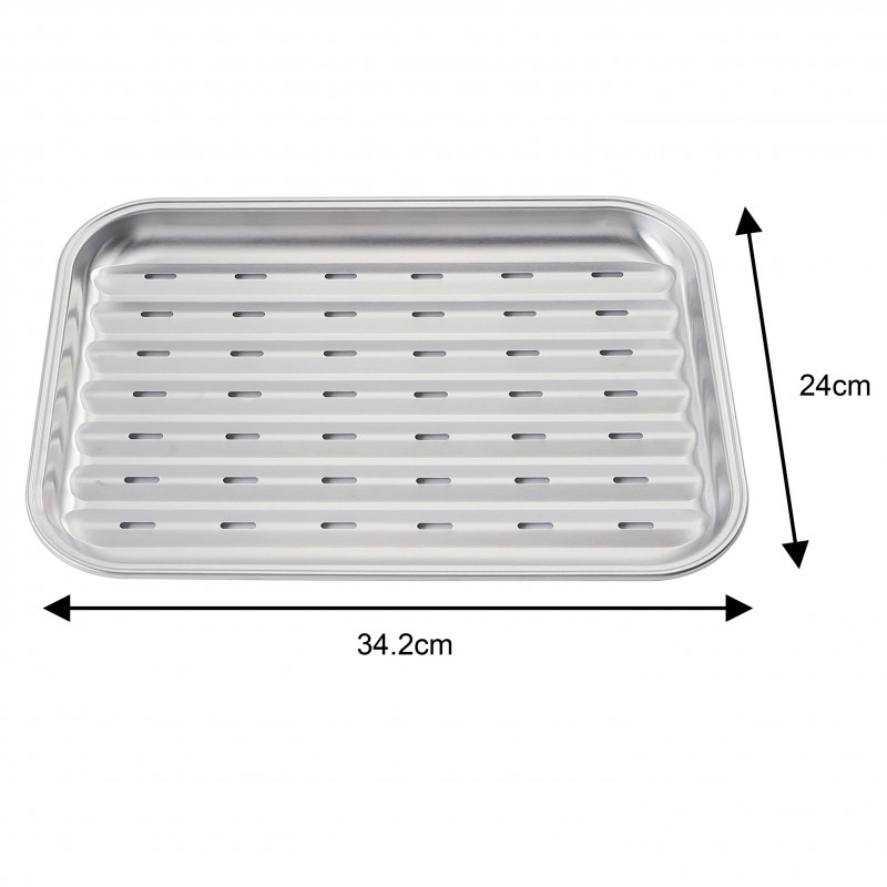 Tava pentru gratar Kinghoff KH 1916, 34.2x24.5 cm, Otel inoxidabil, Perforata, Inox