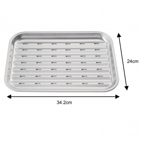 Tava pentru gratar Kinghoff KH 1916, 34.2x24.5 cm, Otel inoxidabil, Perforata, Inox