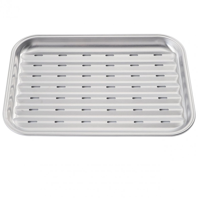 Tava pentru gratar Kinghoff KH 1916, 34.2x24.5 cm, Otel inoxidabil, Perforata, Inox