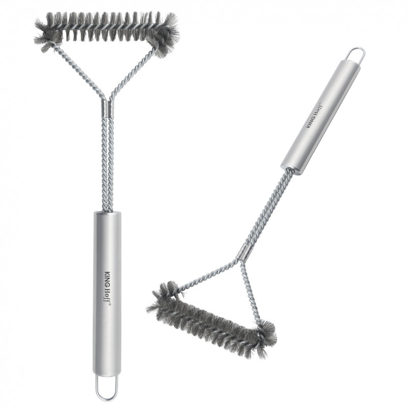 Perie de curatat gratar Kinghoff KH 1915, 41,5 cm, Maner ergonomic, Peri din otel, Inox
