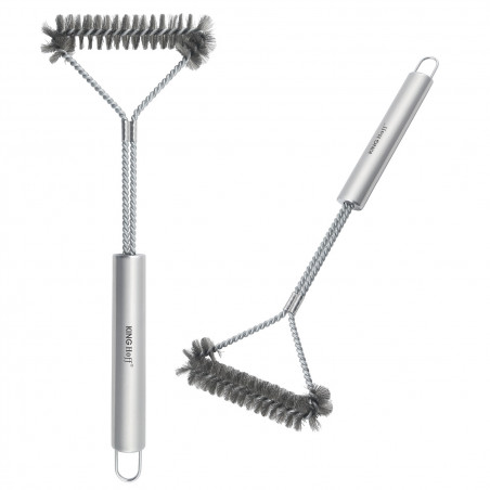 Perie de curatat gratar Kinghoff KH 1915, 41,5 cm, Maner ergonomic, Peri din otel, Inox