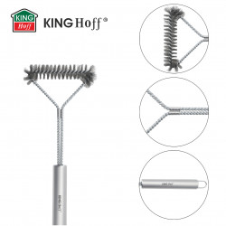 Perie de curatat gratar Kinghoff KH 1915, 41,5 cm, Maner ergonomic, Peri din otel, Inox