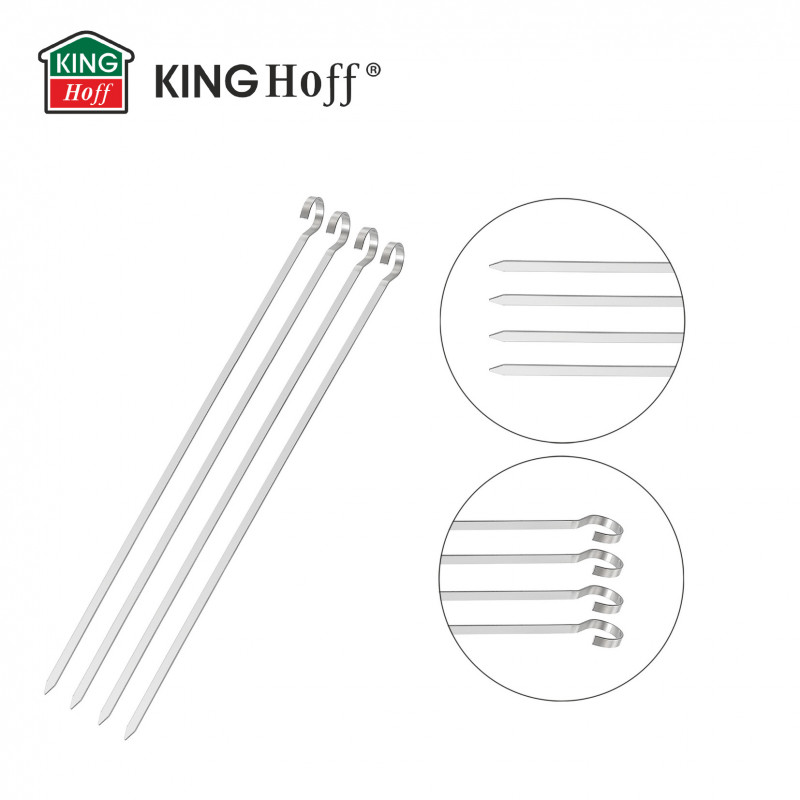 Set 4 frigarui din otel Kinghoff KH 1914, 36 cm, Varf ascutit, Maner curbat, Inox