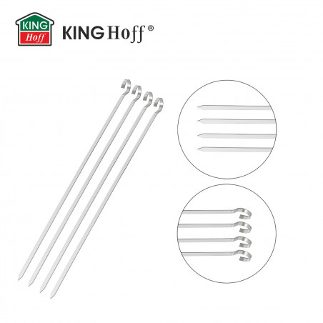 Set 4 frigarui din otel Kinghoff KH 1914, 36 cm, Varf ascutit, Maner curbat, Inox