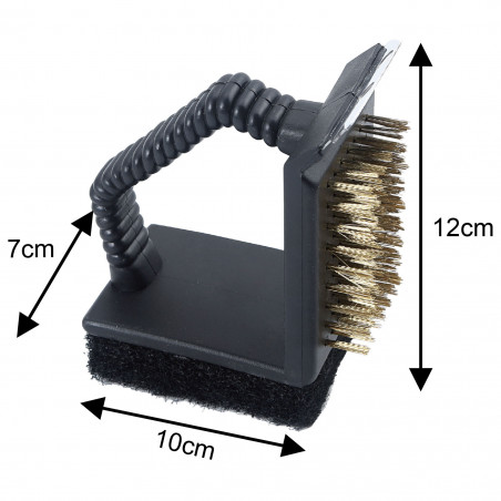 Perie de curatat gratar 3in1 Kinghoff KH 1913, 12x10x7 cm, Maner ergonomic, Universal, Negru