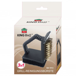 Perie de curatat gratar 3in1 Kinghoff KH 1913, 12x10x7 cm, Maner ergonomic, Universal, Negru