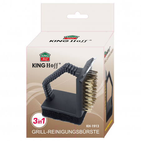 Perie de curatat gratar 3in1 Kinghoff KH 1913, 12x10x7 cm, Maner ergonomic, Universal, Negru