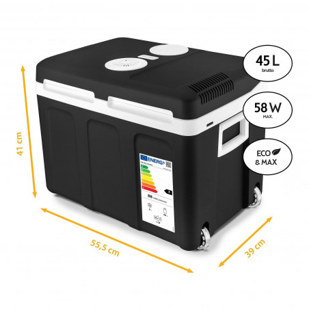 Geantă frigorifică electrică First Austria FA-5170-2-BA, 58W, 40 l, Clasa F, 240/12V, Organizare internă, Negru/alb