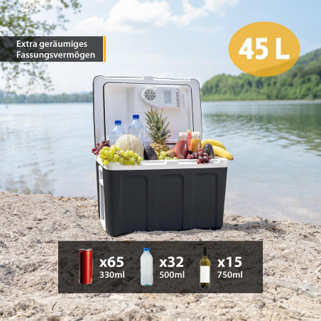 Geantă frigorifică electrică First Austria FA-5170-2-BA, 58W, 40 l, Clasa F, 240/12V, Organizare internă, Negru/alb