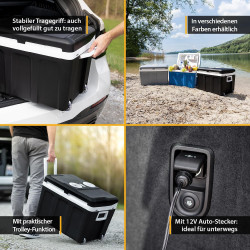 Geantă frigorifică electrică First Austria FA-5170-2-BA, 58W, 40 l, Clasa F, 240/12V, Organizare internă, Negru/alb