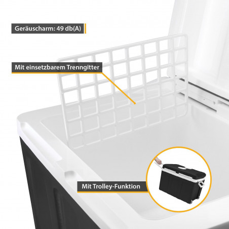 Geantă frigorifică electrică First Austria FA-5170-2-BA, 58W, 40 l, Clasa F, 240/12V, Organizare internă, Negru/alb