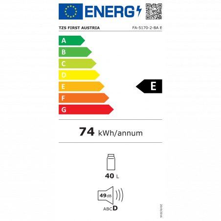 Geantă frigorifică electrică First Austria FA-5170-2-BA, 58W, 40 l, Clasa F, 240/12V, Organizare internă, Negru/alb