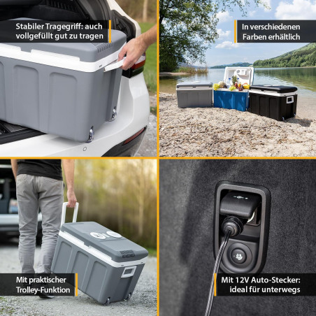Geantă frigorifică electrică First Austria FA-5170-2-USB, 58W, 40 l, Clasa F, 240/12V, USB, Organizare internă, Gri/alb