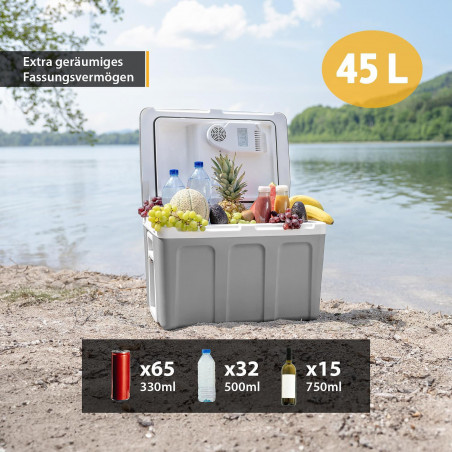 Geantă frigorifică electrică First Austria FA-5170-2-USB, 58W, 40 l, Clasa F, 240/12V, USB, Organizare internă, Gri/alb