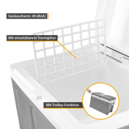 Geantă frigorifică electrică First Austria FA-5170-2-USB, 58W, 40 l, Clasa F, 240/12V, USB, Organizare internă, Gri/alb
