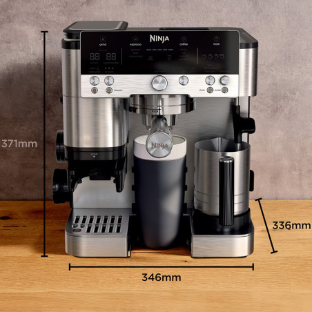 Espressor automat 3in1 Ninja Luxe Café Premier ES601, 1650W, 15 bar, 2 L, Barista Assist, Spumare fara contact, Rasnita incorporata, 4 moduri, 3 setari temperatura, Inox/Negru